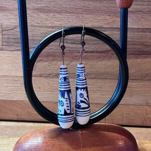 Hand-Painted Ceramic Drop Earrings